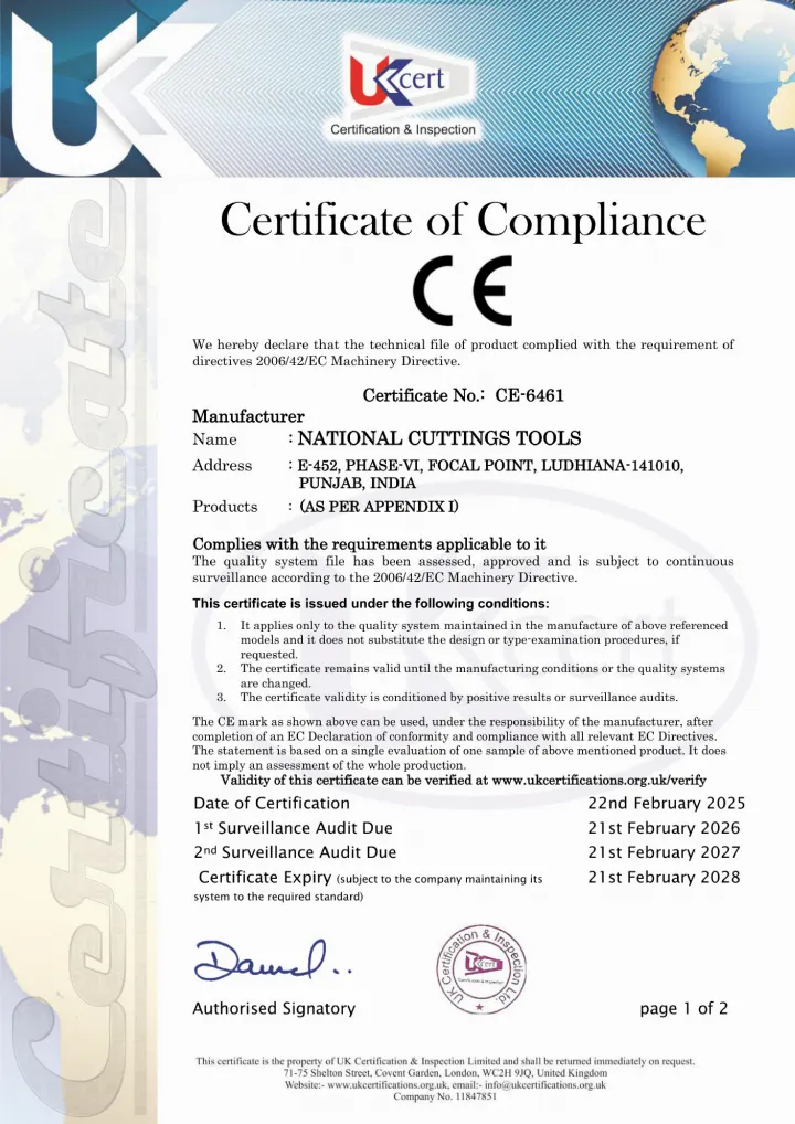 CE marking, 2006/42/EC Machinery Directive certificate