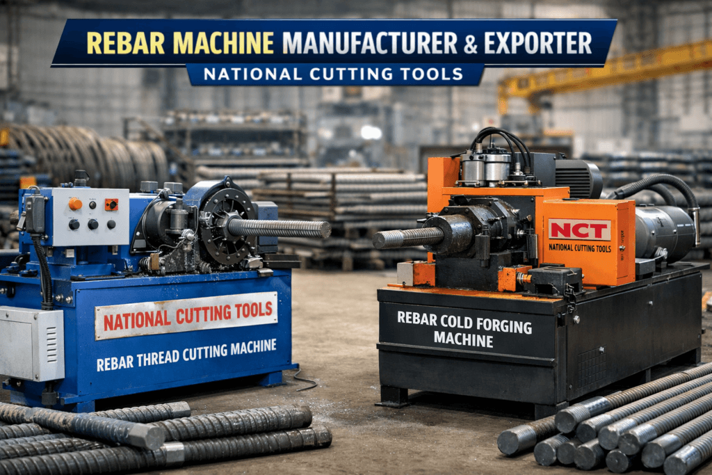 National Cutting Tools is a leading rebar machine manufacturer and exporter, offering rebar thread cutting and cold forging machines for Oman, Qatar, Dubai, Malaysia, and Saudi Arabia.